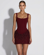 Antonella – Vestido corto brillante efecto corsé