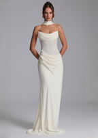 Martina – Vestido largo drapeado entallado