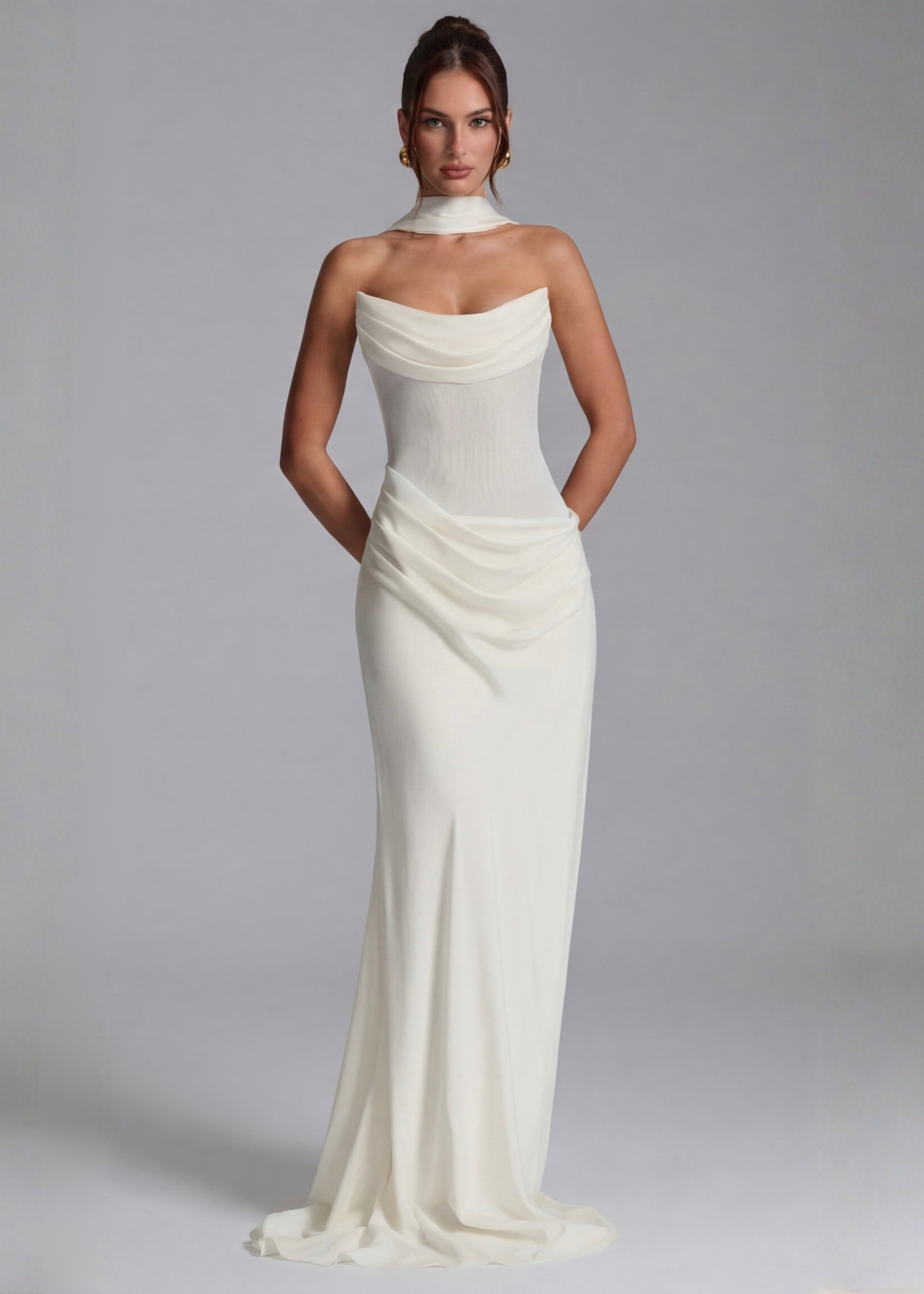 Martina – Vestido largo drapeado entallado