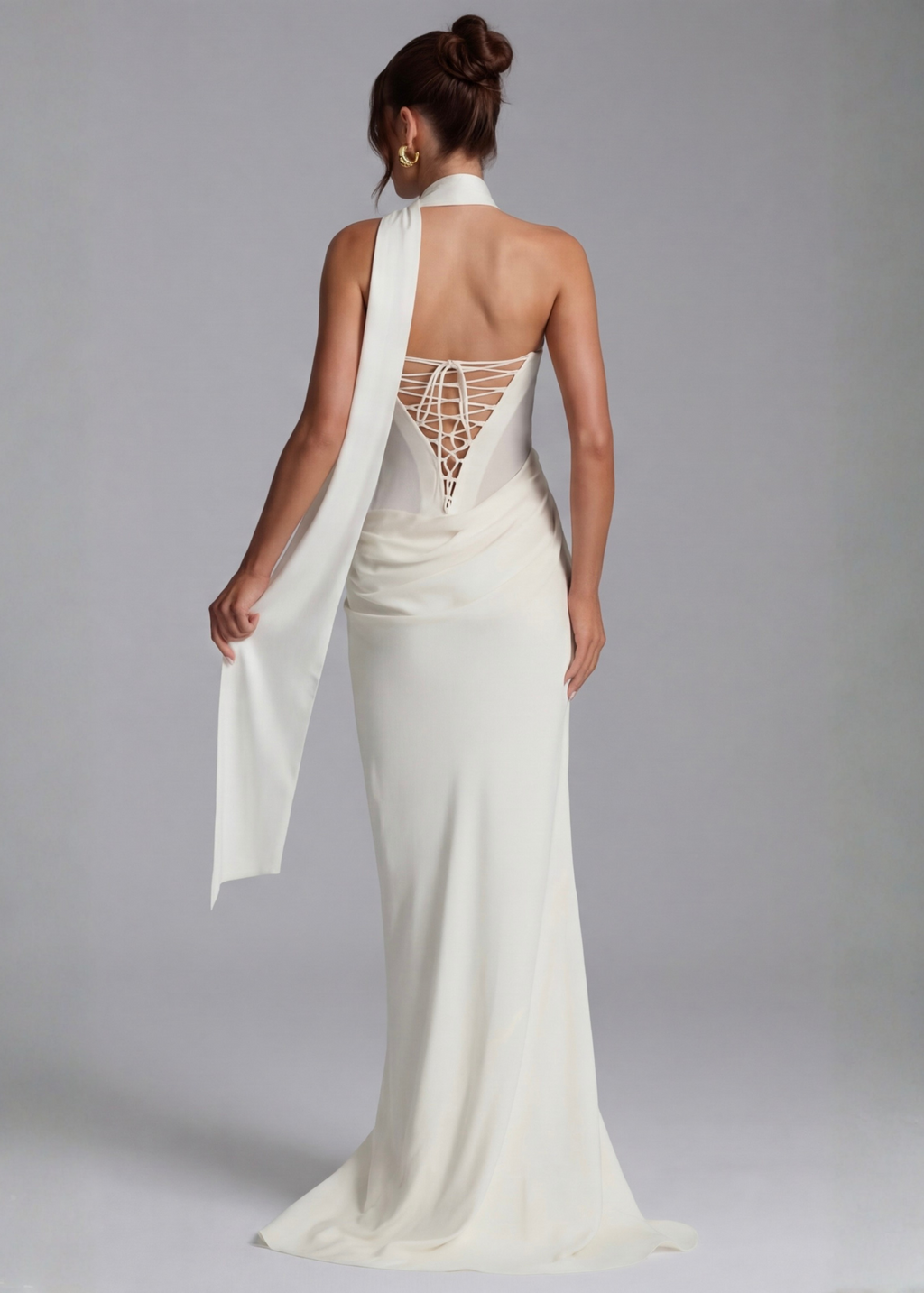 Martina – Vestido largo drapeado entallado