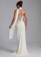 Martina – Vestido largo drapeado entallado