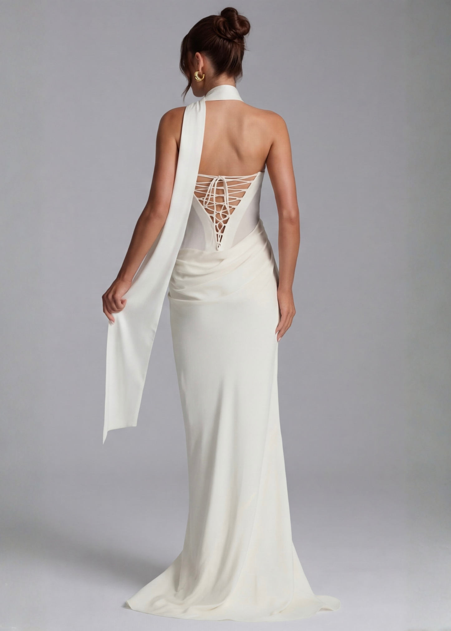Martina – Vestido largo drapeado entallado