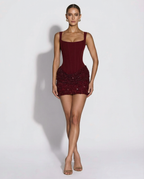 Antonella – Vestido corto brillante efecto corsé