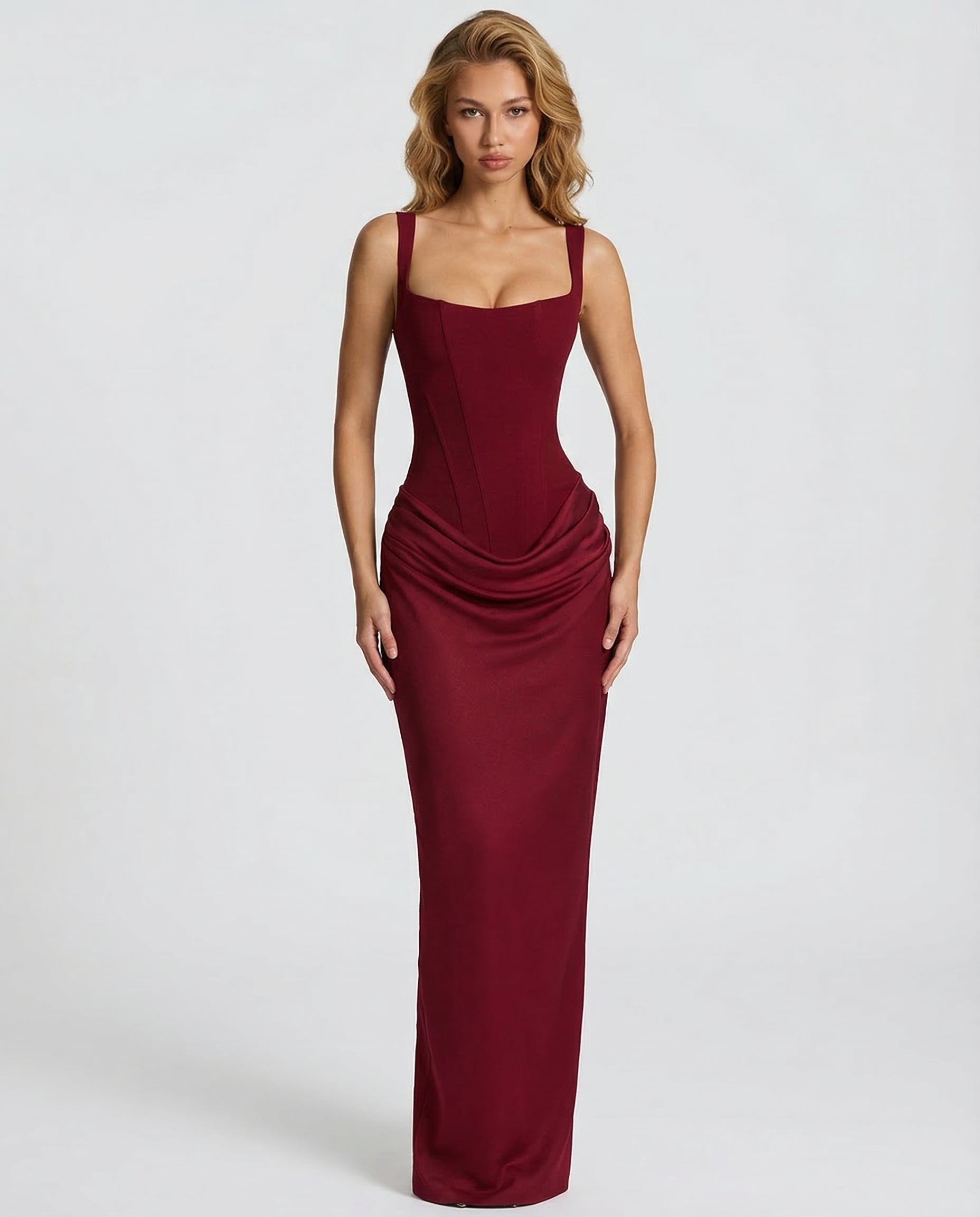 Victoria – Vestido largo efecto corsé