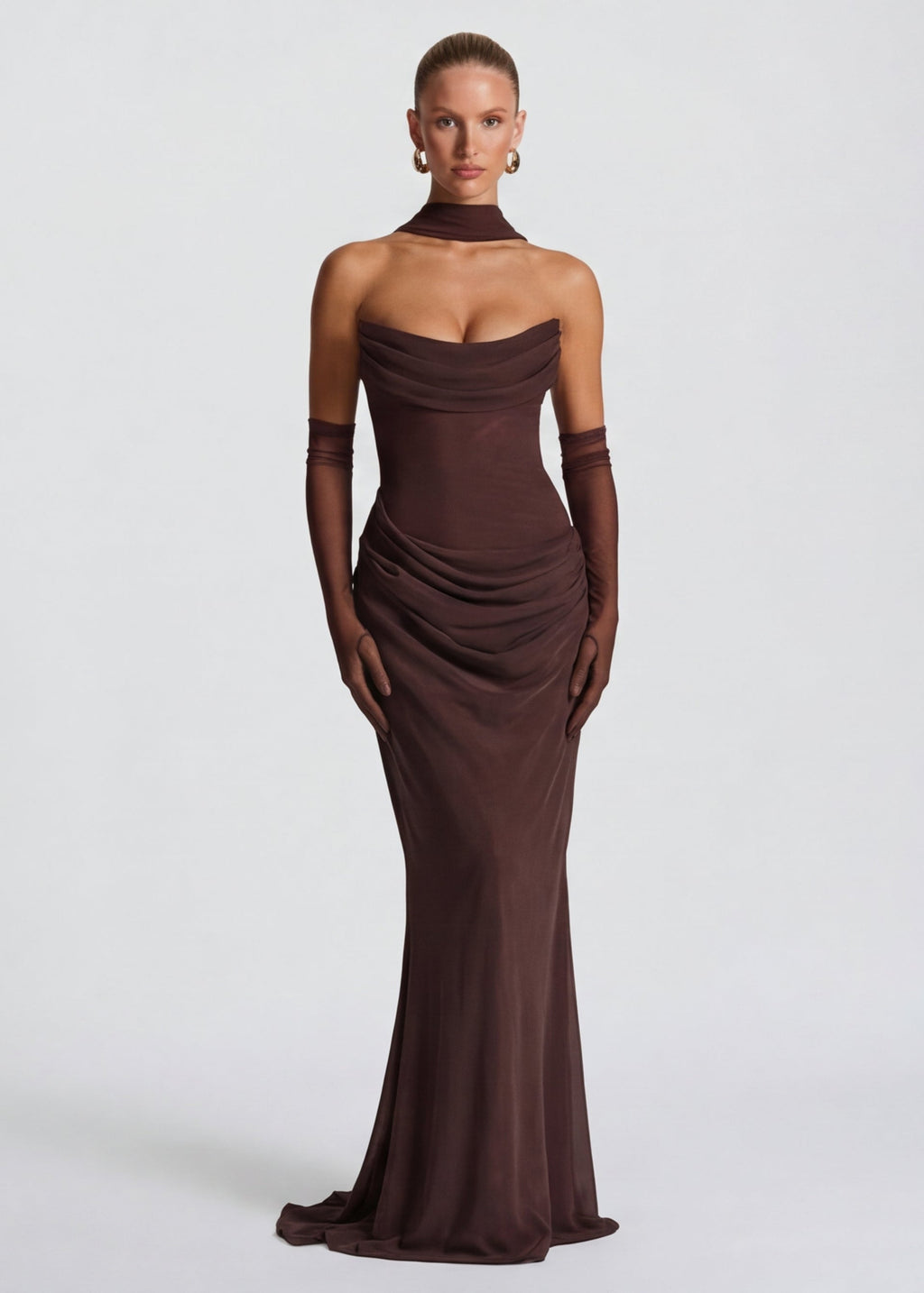 Martina – Vestido largo drapeado entallado