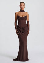 Martina – Vestido largo drapeado entallado