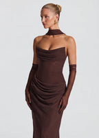 Martina – Vestido largo drapeado entallado