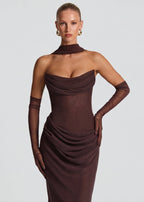 Martina – Vestido largo drapeado entallado