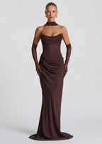 Martina – Vestido largo drapeado entallado
