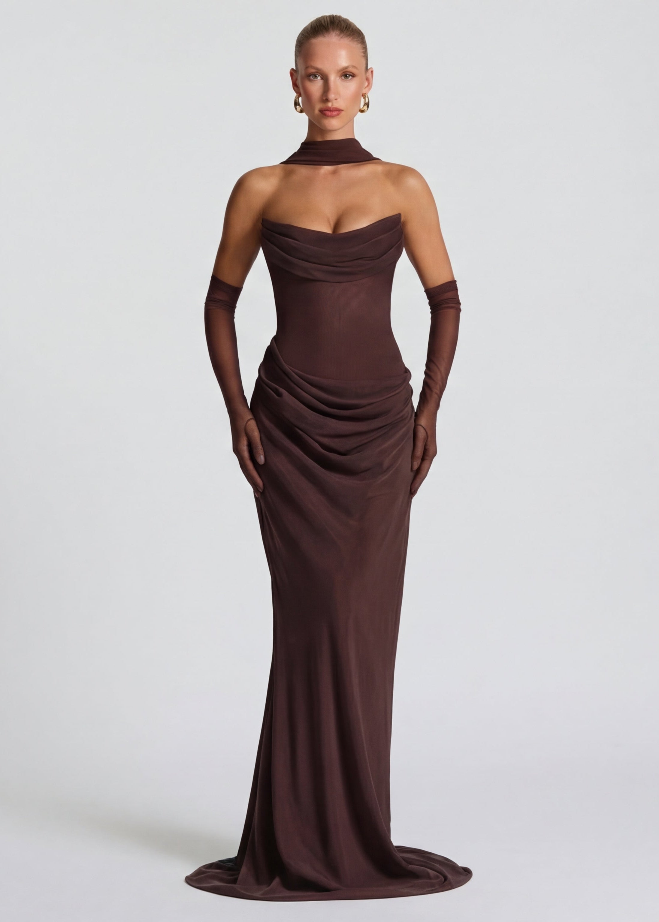 Martina – Vestido largo drapeado entallado