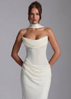 Martina – Vestido largo drapeado entallado