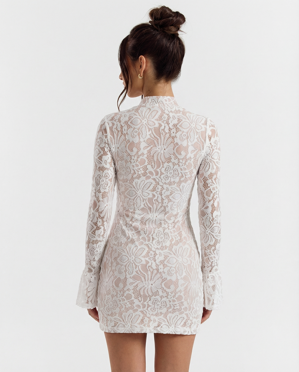 Naiara – Vestido corto de encaje con manga acampanada