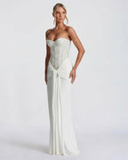 Aurora – Vestido largo palabra de honor con corset y brillos