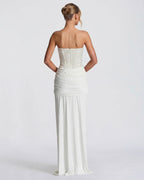 Aurora – Vestido largo palabra de honor con corset y brillos