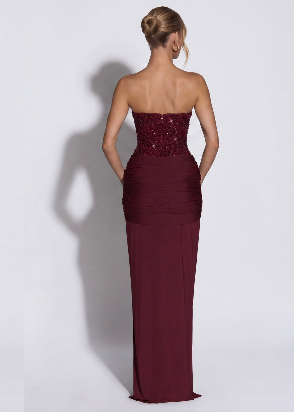 Aurora – Vestido largo palabra de honor con corset y brillos