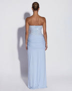 Aurora – Vestido largo palabra de honor con corset y brillos